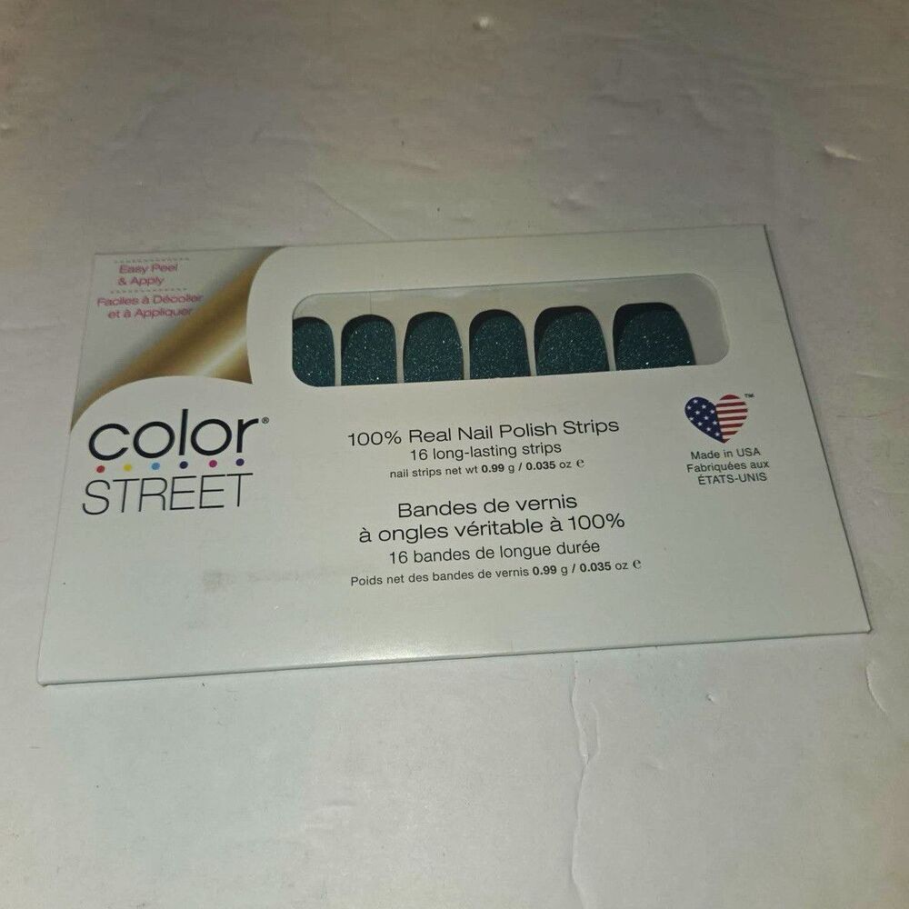 Color Street Feeling Pine Blue Glitter/Sparkle Nail Polish Strips FDG380 0.035oz